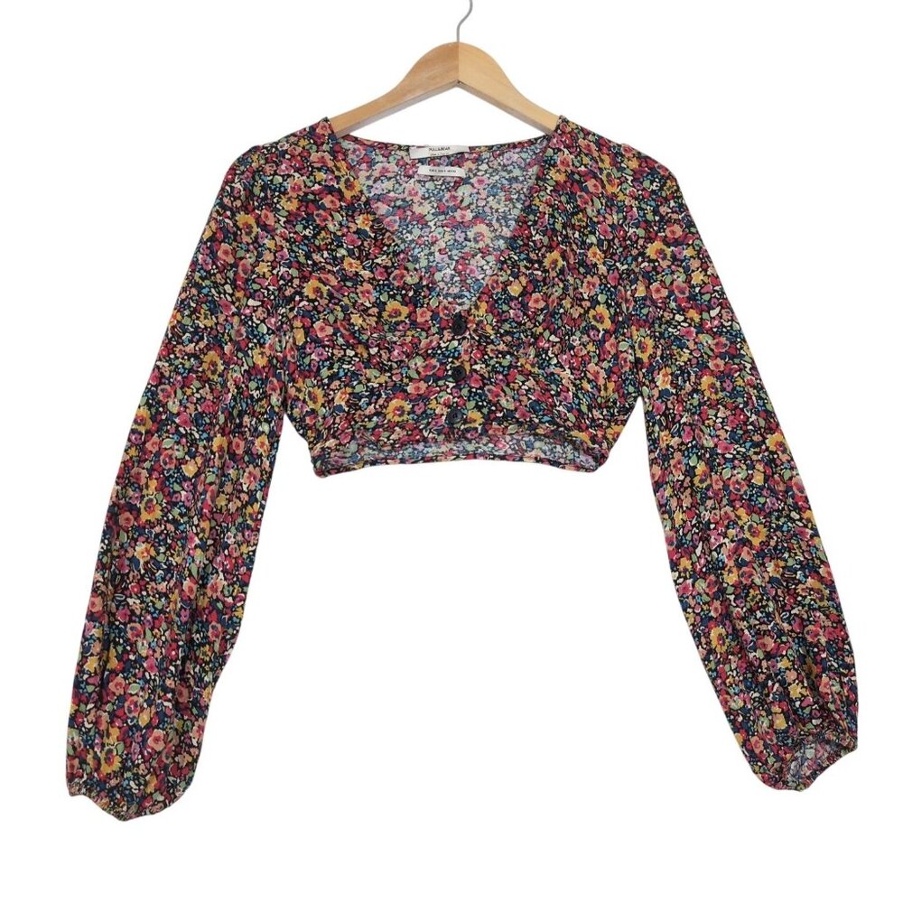 Pull & Bear Cropped Top Womens S Floral Boho Cottagecore Festival Coquette